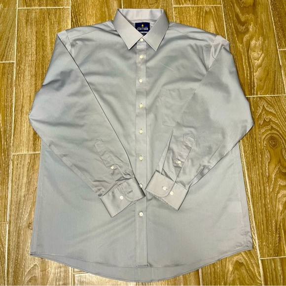 Stafford Other - Stafford Men’s Travel Gray Button-Down Dress Shirt, Size 16-1/2, 32-33